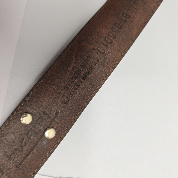 Vintage Brown Leather Gardening Theme Belt Silver Hardware Charms Size M USA main image 7